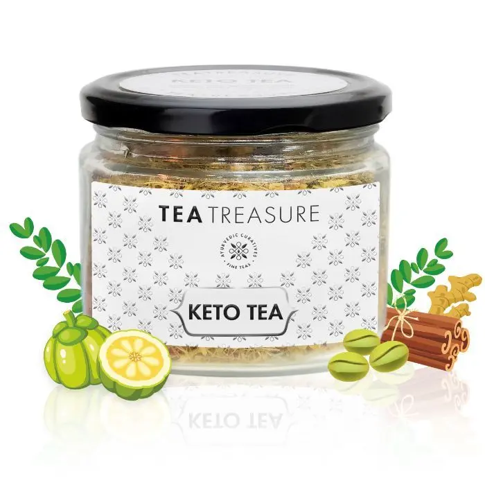 TeaTreasure Keto Tea for Weight Management and Glowing Skin - Fat Burner Tea with Garcinia Cambogia, Green Coffee and Other Natural Herbs - 100 Gm