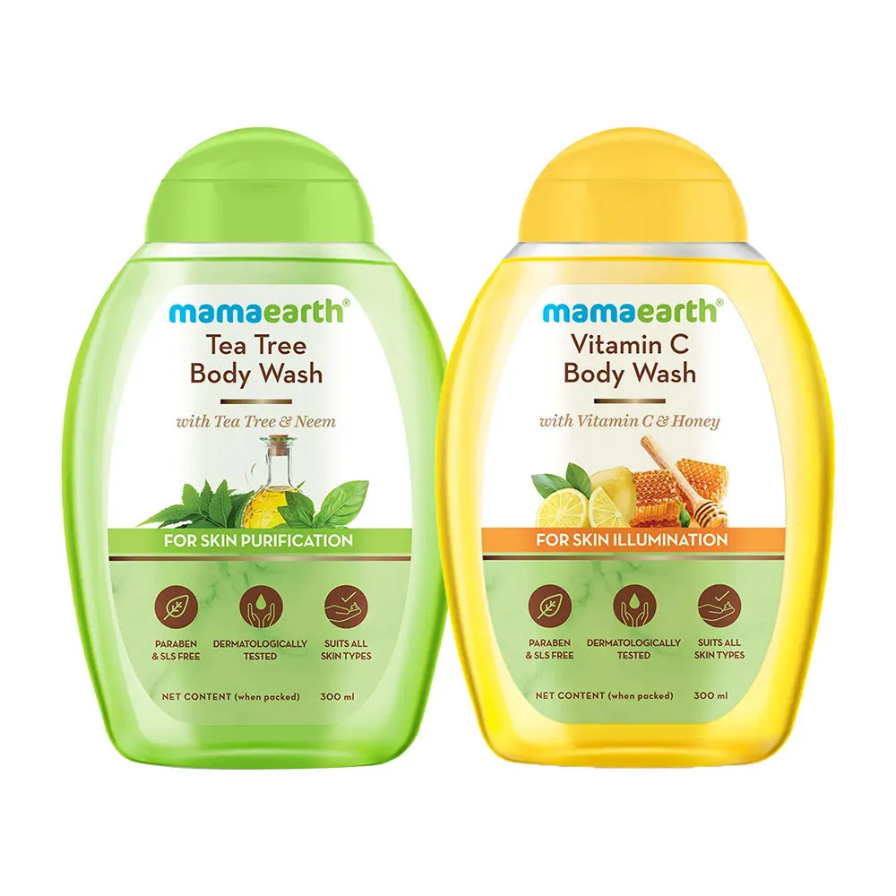 Mamaearth Tea Tree Body Wash + Vitamin C Body Wash - Pack Of 2