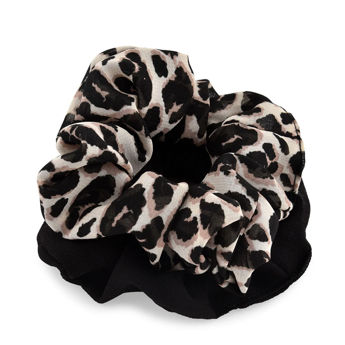 Toniq Set of 2 Black Solid and Printed Hair Scrunchie For Women(OAWXXH84)