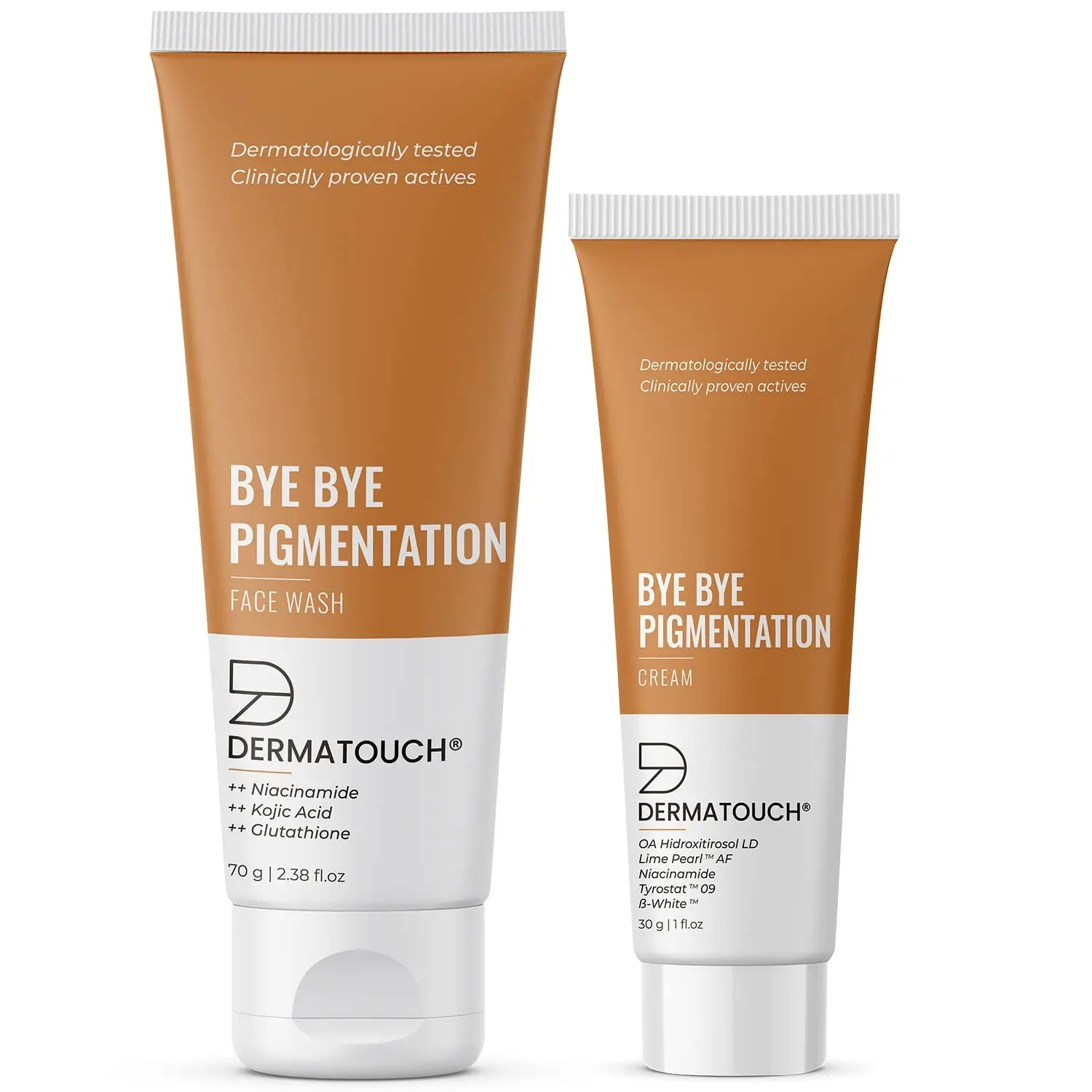 DERMATOUCH Bye Bye Pigmentation Combo | Bye Bye Pigmentation Face Wash (70G) & Bye Bye Pigmentation Cream (30G) | With Niacinamide & Kojic Acid - 100G