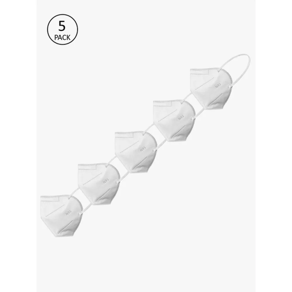 Yelloe 5 Layer N95 Mask In White (pack Of 5)