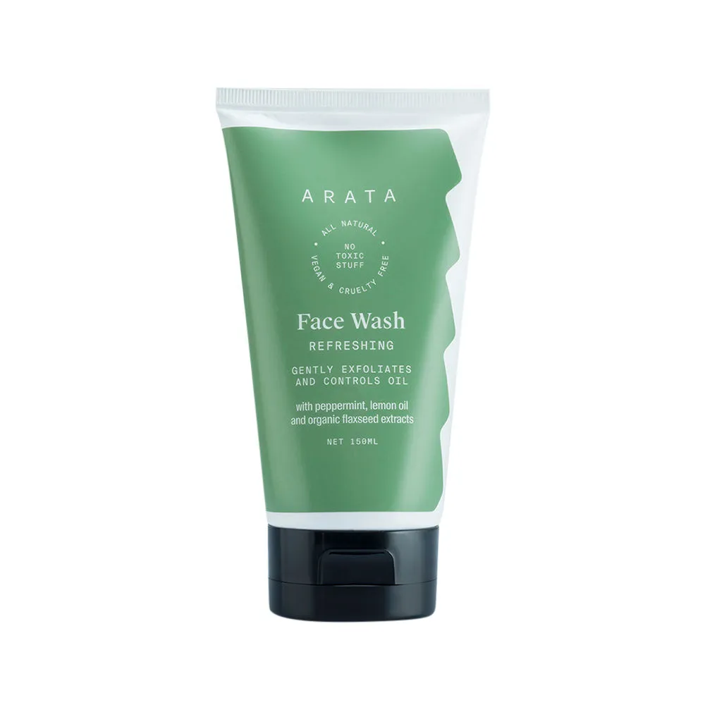 Arata Refreshing Face Wash with Peppermint Lemon Oil and Organic Flaxseed Extracts