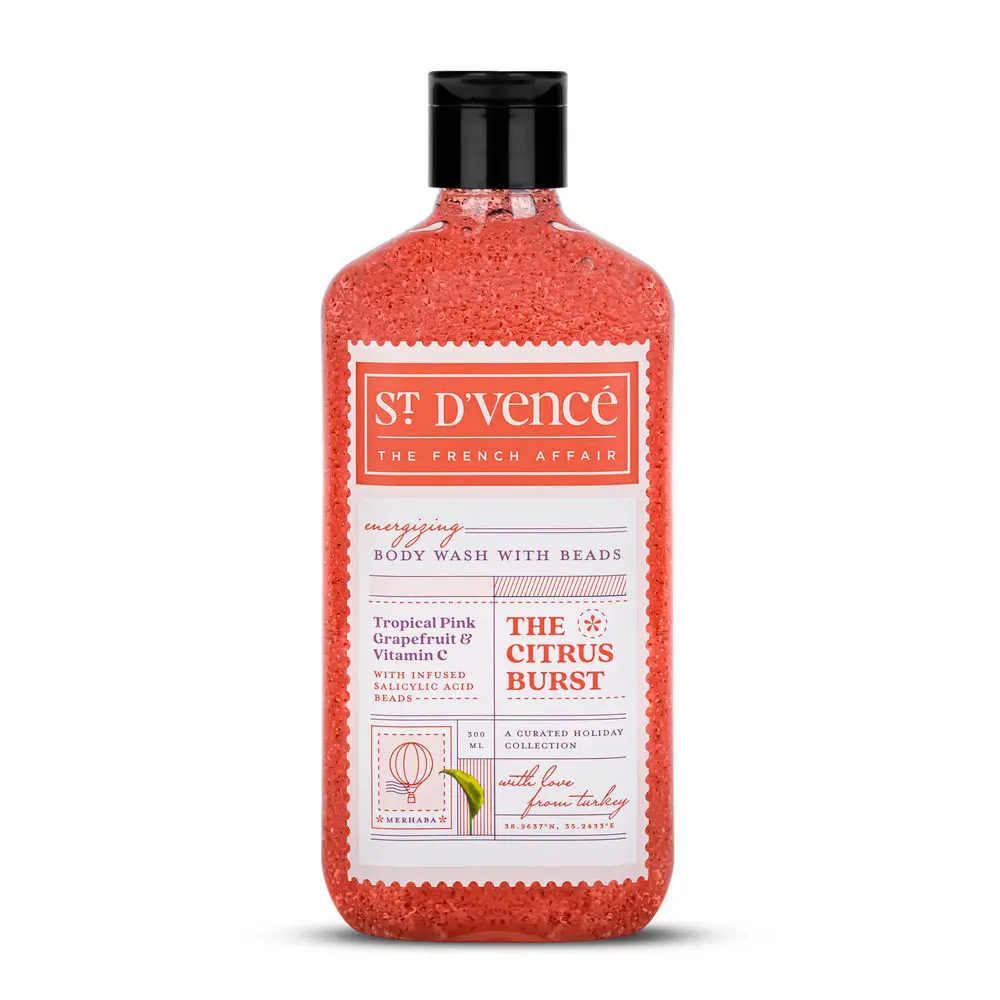 St. D'vence The Citrus Burst Body Wash with Salicylic Acid Beads- Controls Body & Back Acne | Sulphates & Paraben Free