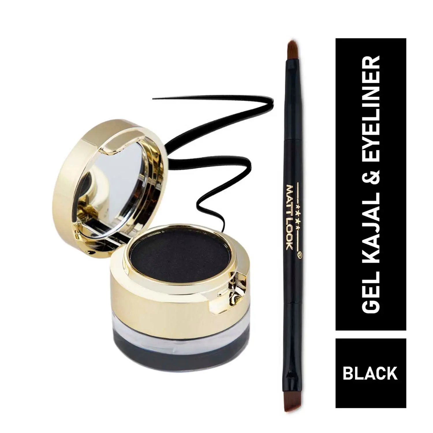 Matt look Fashion Eye Makeup Gel Kajal & Cake Eyeliner 24H Stay, Black (4gm+3gm)