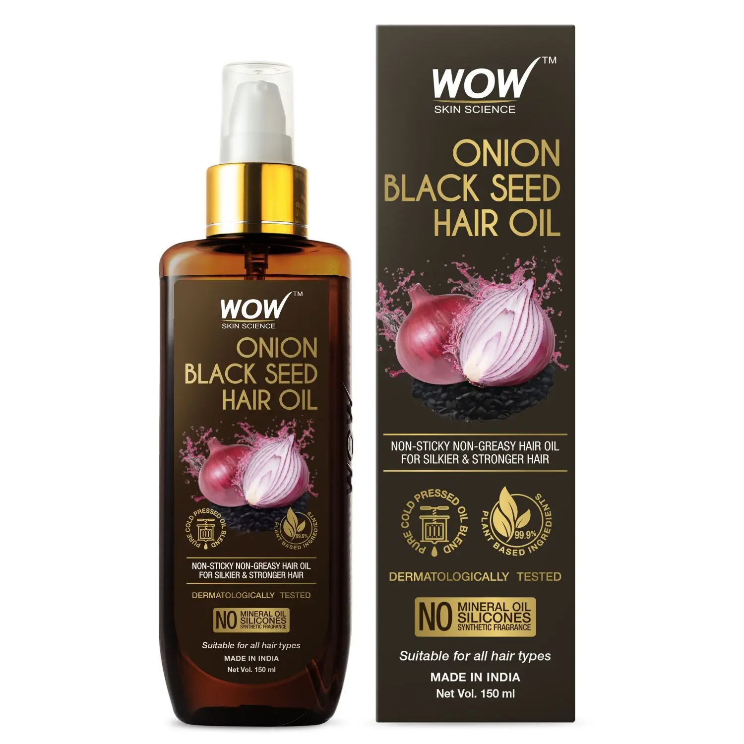 WOW Skin Science Onion Hair Oil With Black Seed Oil Extracts - Controls Hair Fall