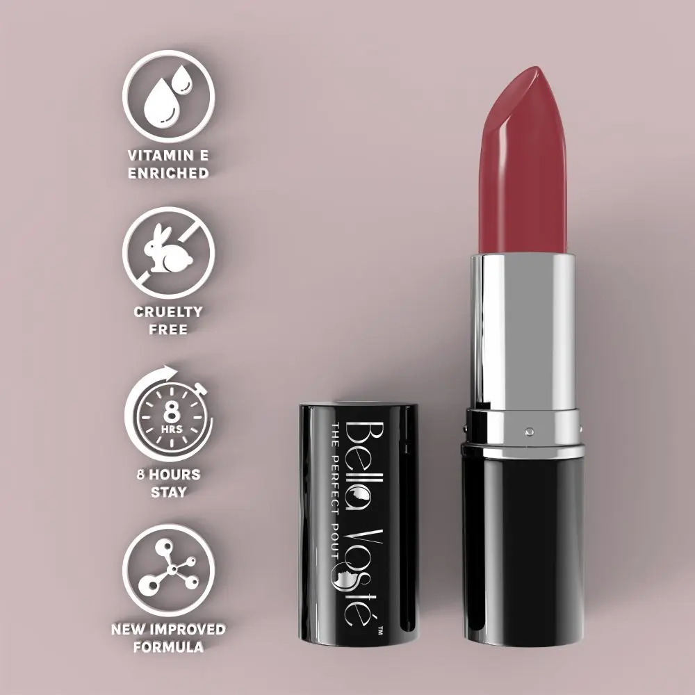 Bella Voste Sheer Creme Lust Lipstick Nude Tease (4.2 g) I Satin Finish I Cruelty Free I Enriched with Vitamin E I Long Lasting Improved Formula I One Stroke Aplication I Highly Pigmented