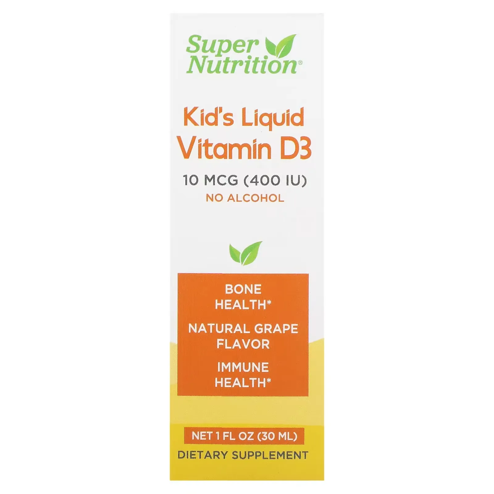 Kid’s Liquid Vitamin D3, No Alcohol, Grape, 10 mcg (400 IU), 1 fl oz (30 ml)