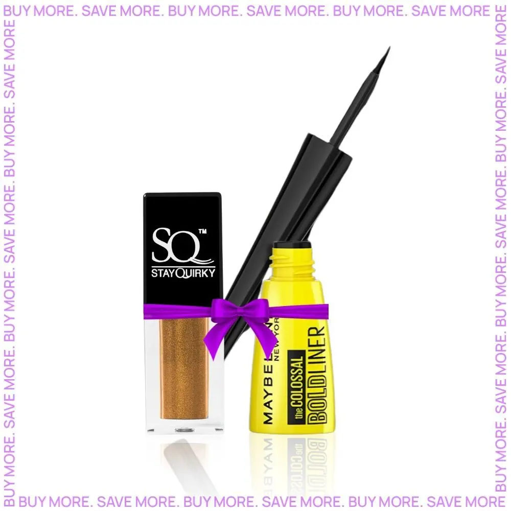 Maybelline New York Colossal Bold Eyeliner - Black (3 g) + Stay Quirky Glam Juice Liquid Eyeshadow Fire Opal 01 (2.6 ml)