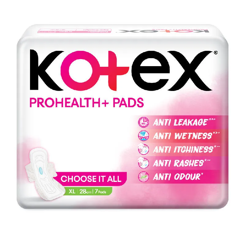 Kotex Prohealth+ Sanitary Pads For Women - Xl 7 Ultra-Thin Pads