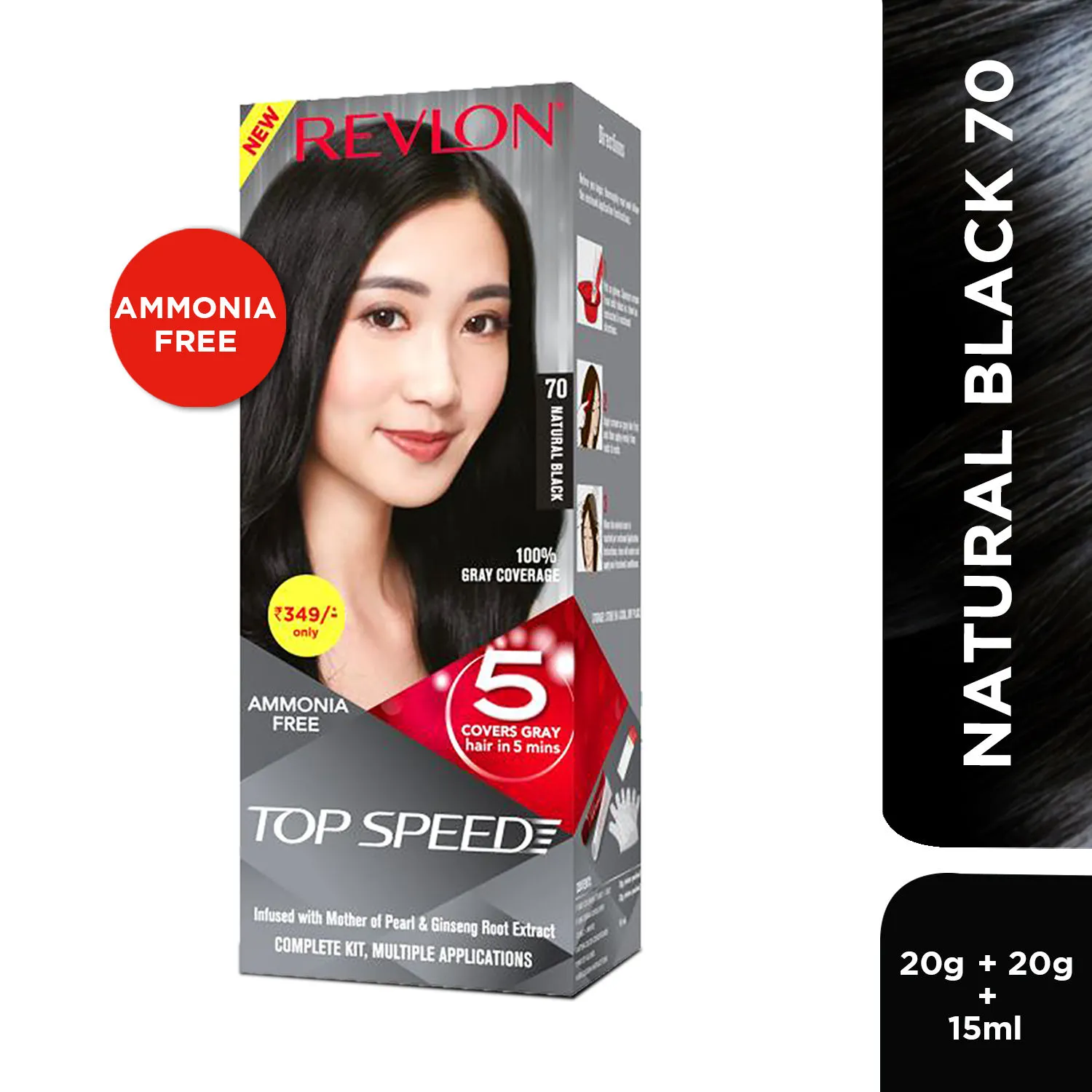 Revlon Top Speed Hair Color Small Pack Woman - Natural Black 70