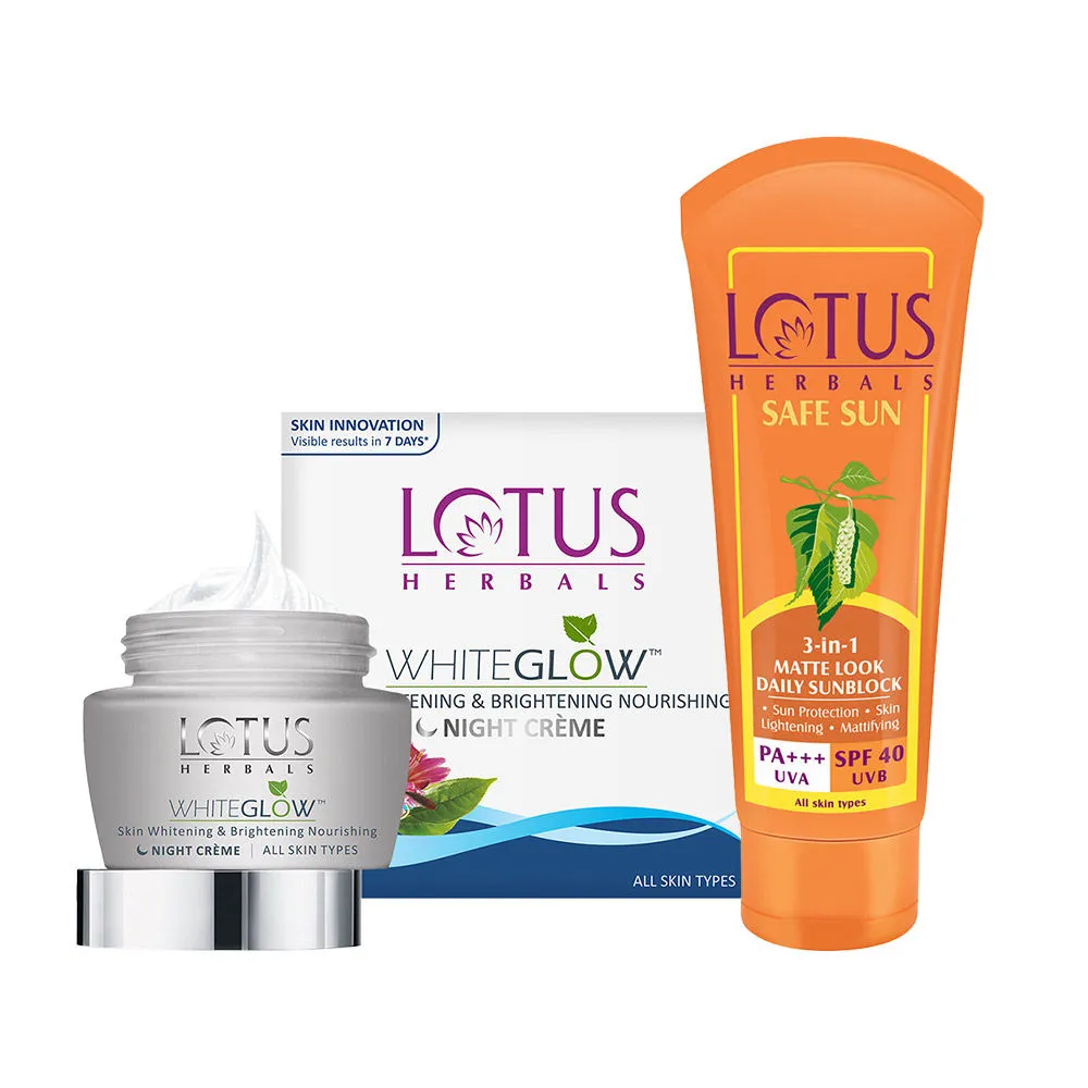 Lotus Herbals Whiteglow Night Cream & Sunscreen Combo