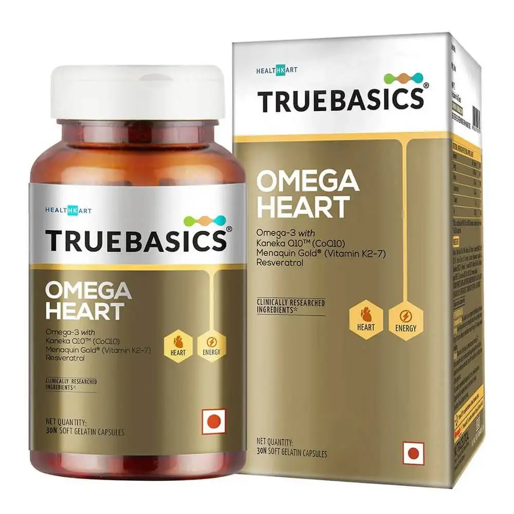 TrueBasics Omega Heart with Kaneka Q10 and Vitamin K2-7 OP,  30 capsules