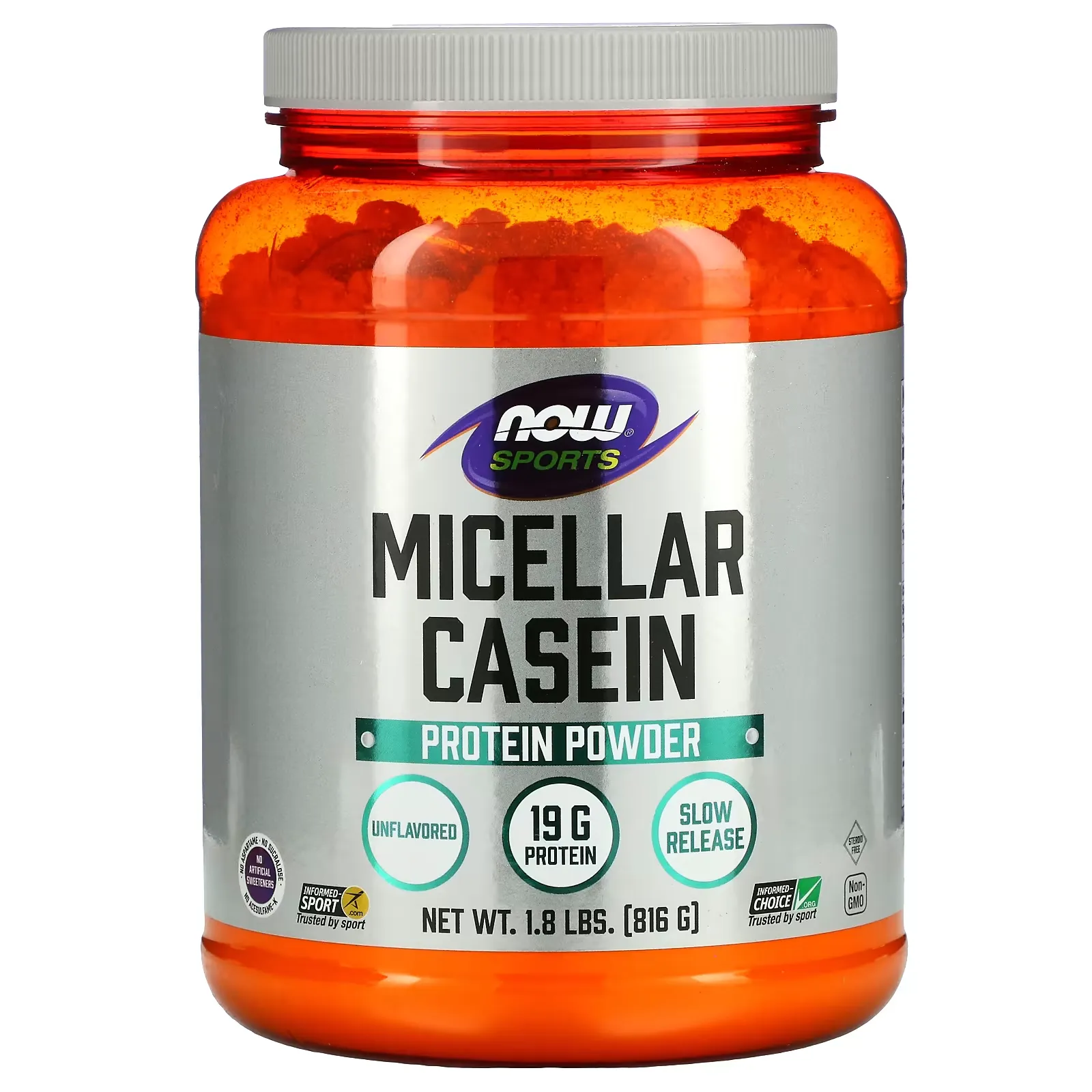 Sports, Micellar Casein Protein Powder, Unflavored, 1.8 lbs (816 g)