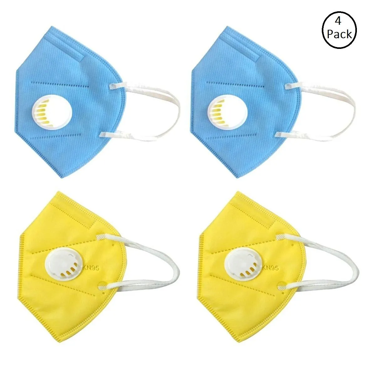 Fabula Pack Of 4 Anti-Pollution Reusable 5 Layer Mask - Blue Yellow