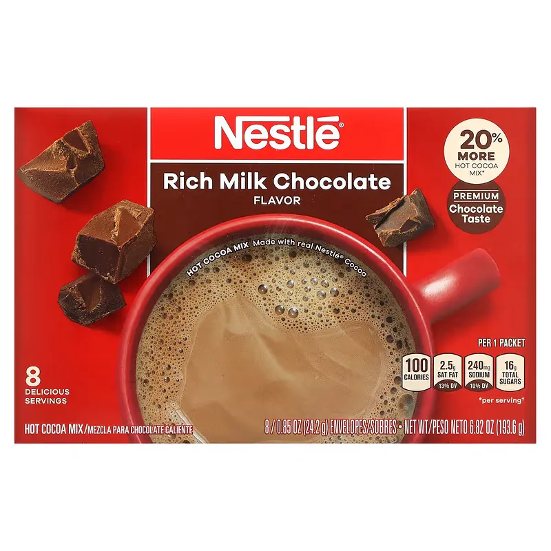 Hot Cocoa Mix, Rich Milk Chocolate, 8 Envelopes, 0.85 oz (24.2 g)