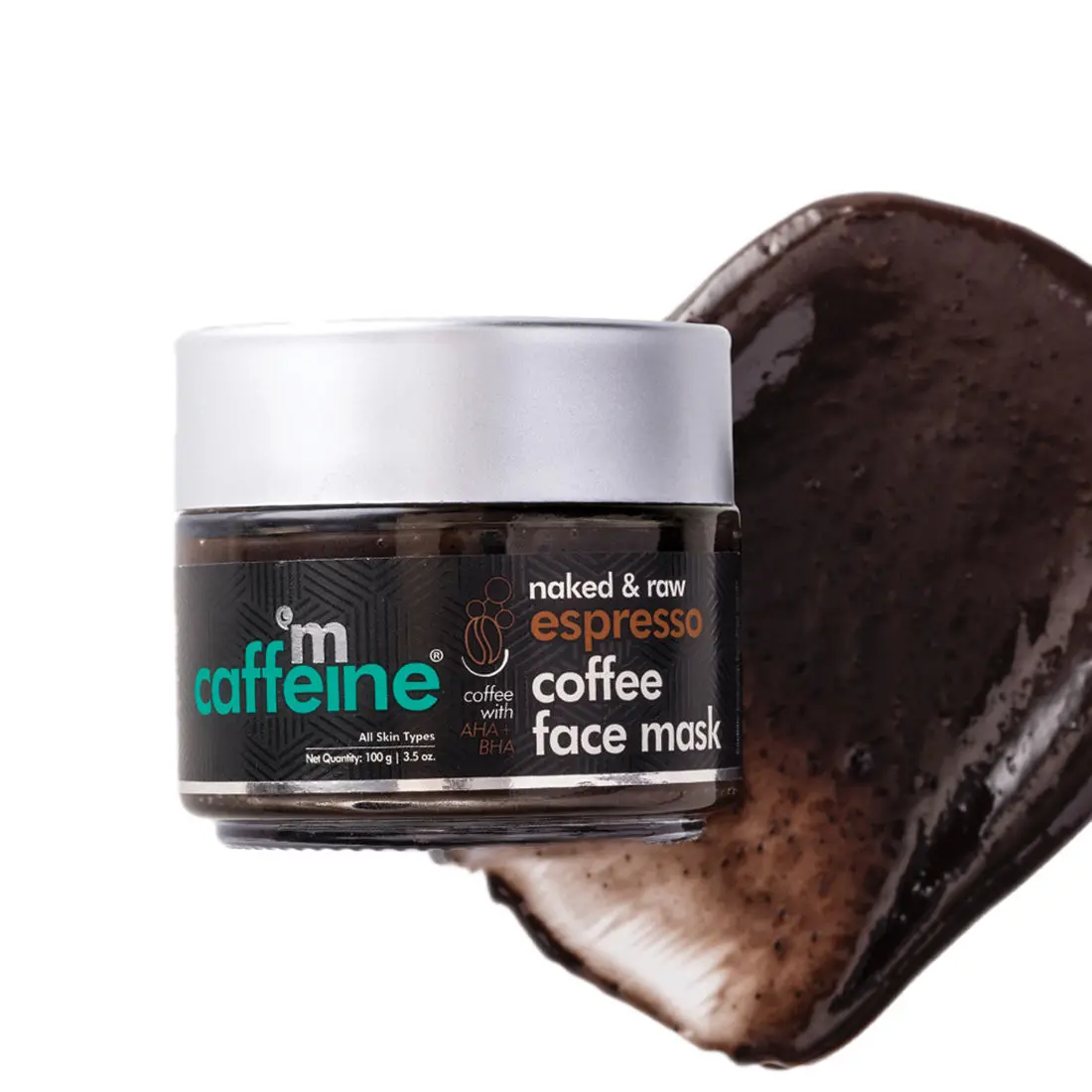 mCaffeine Exfoliating Espresso Coffee Face Mask for Women & Men | Face Pack with Natural AHA for All Skin Types | Refining Skin, Shrink Pores(100gm)