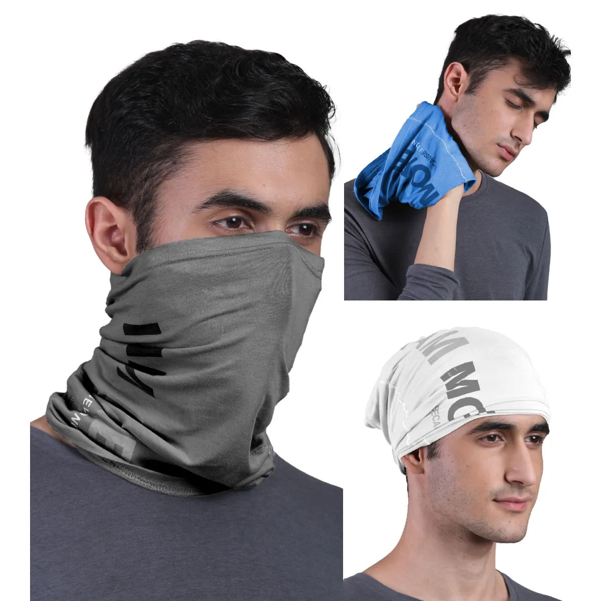 FREECULTR Unisex Printed Bamboo Bandana Anti Microbial Multipurpose Cloth Face Mask (pack Of 3)