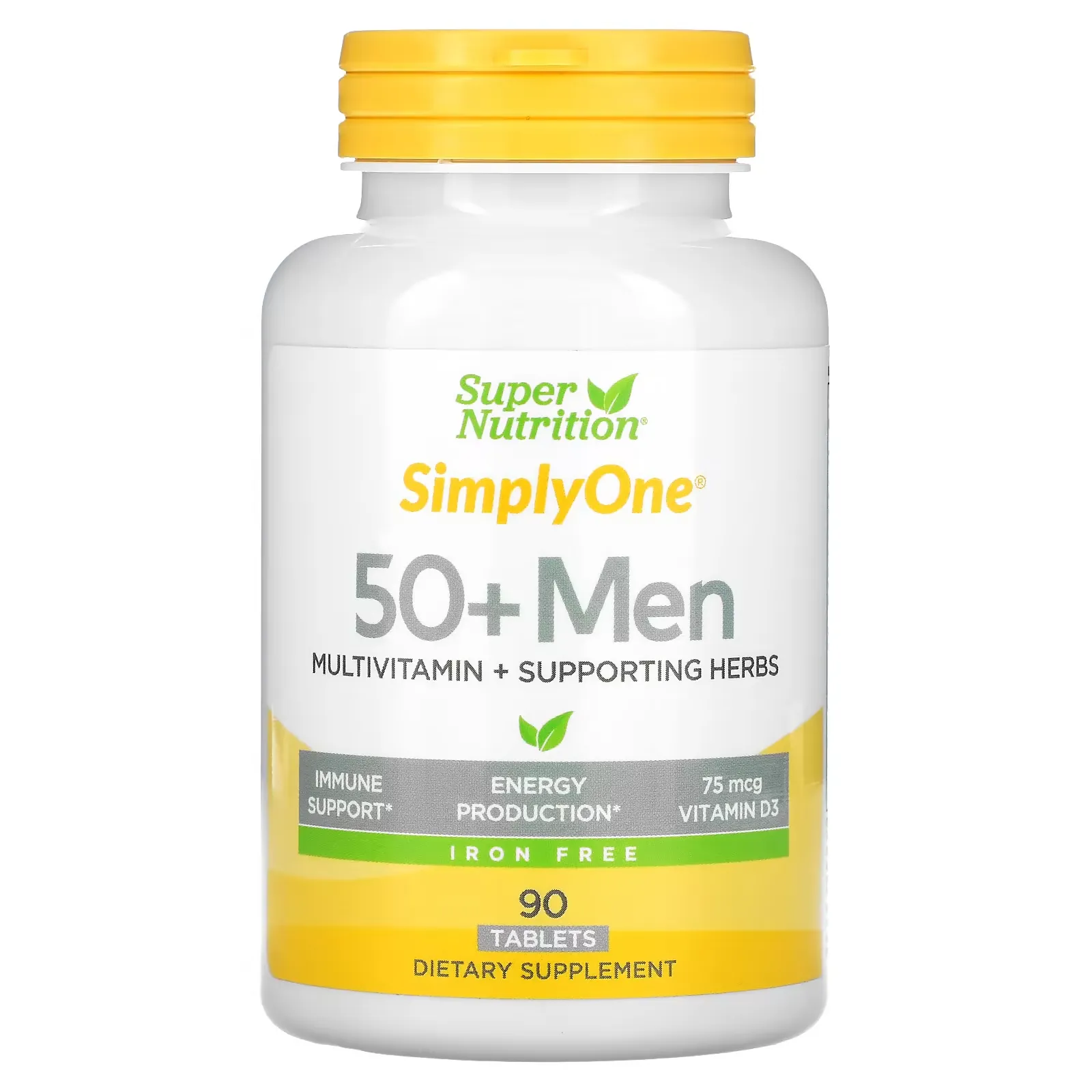 SimplyOne, Men's 50+ Multivitamin with  Supporting Herbs, Iron Free, 90 Tablets