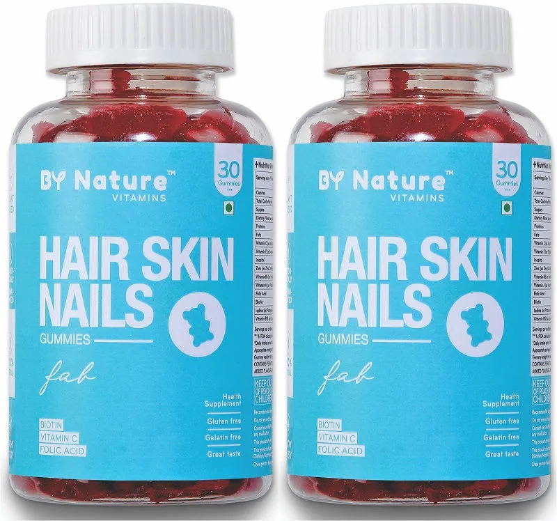 By Nature Fab Hair Skin Nail Vitamins with Biotin 2 Month Pack