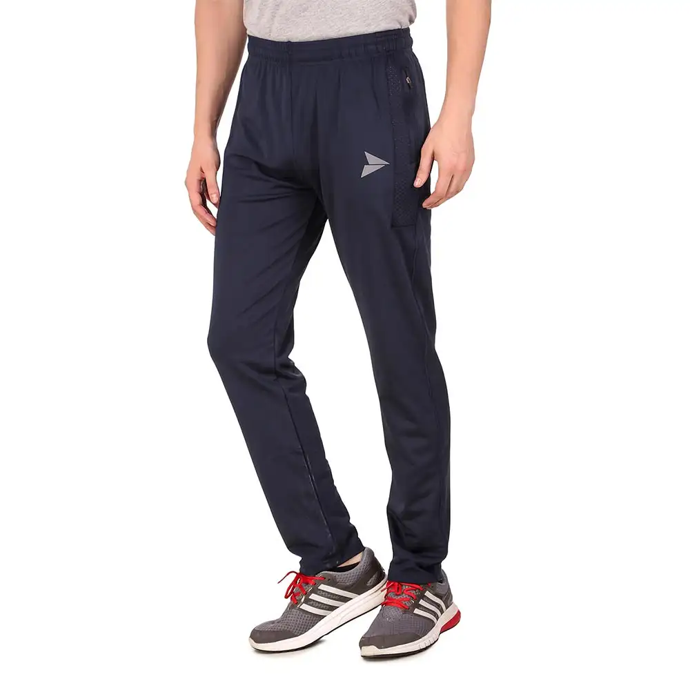 Fitinc Lycra Stretchable Trackpant for Men with Two Side Zipper Pockets,  Navy Blue  Small