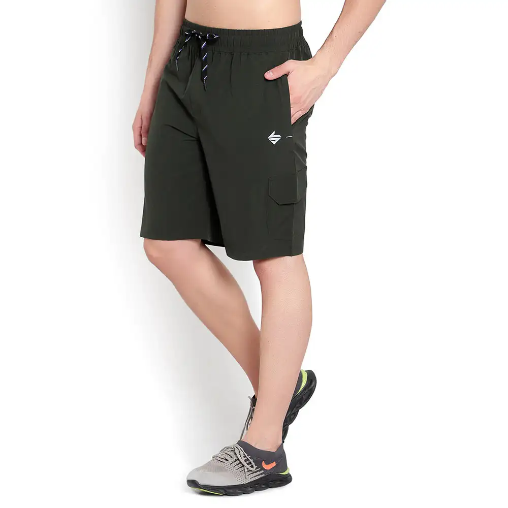 John Ally Dry-Fit Gym Workout Shorts with Zipper Pockets & Cargo Deep Pockets,  Small  Dark Olive Green