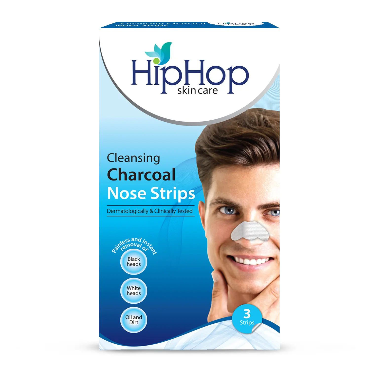 HipHop Skincare Cleansing Charcoal Nose Strips for Men - Blackhead Remover & Pore Cleanser (3 Strips)