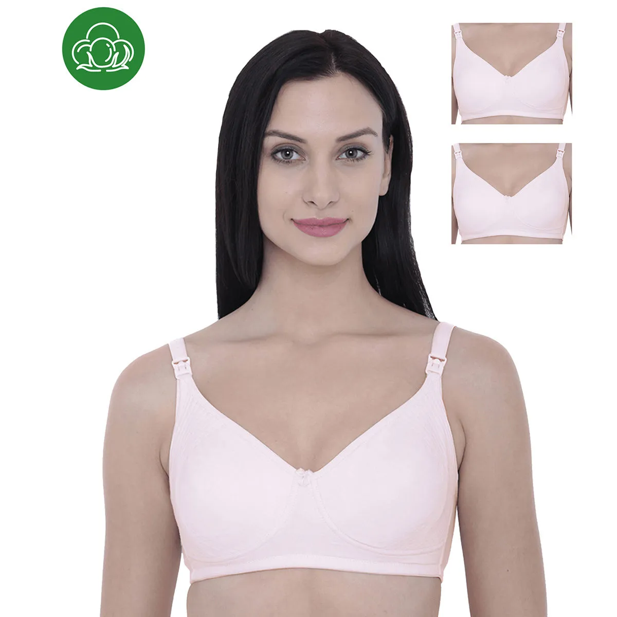 Inner Sense Organic Cotton Antimicrobial Nursing Bra Pack of 3 - Pink