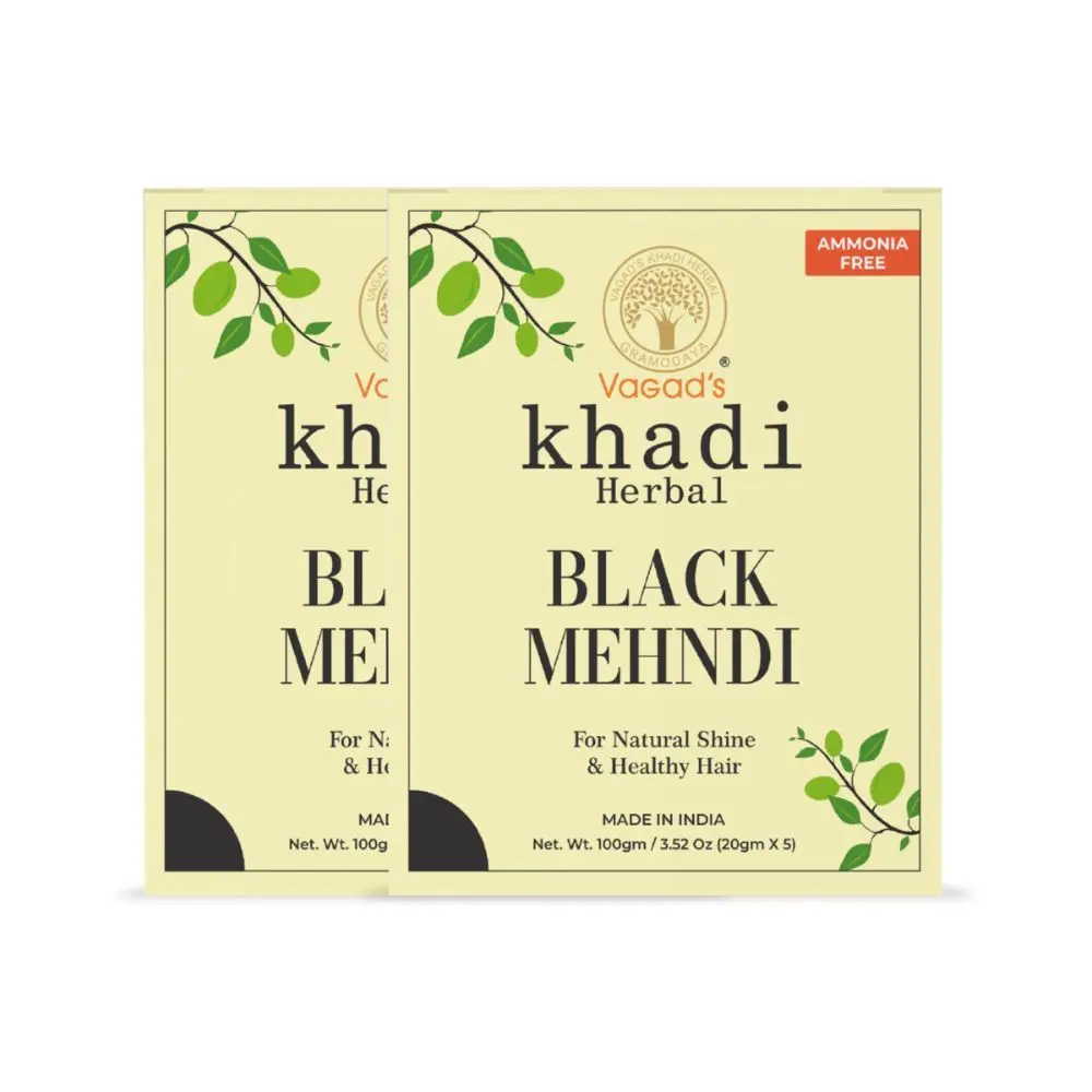 Vagad’s Khadi Black Mehndi 100gm | Natural | Ammonia Free Henna (Pack of 2)