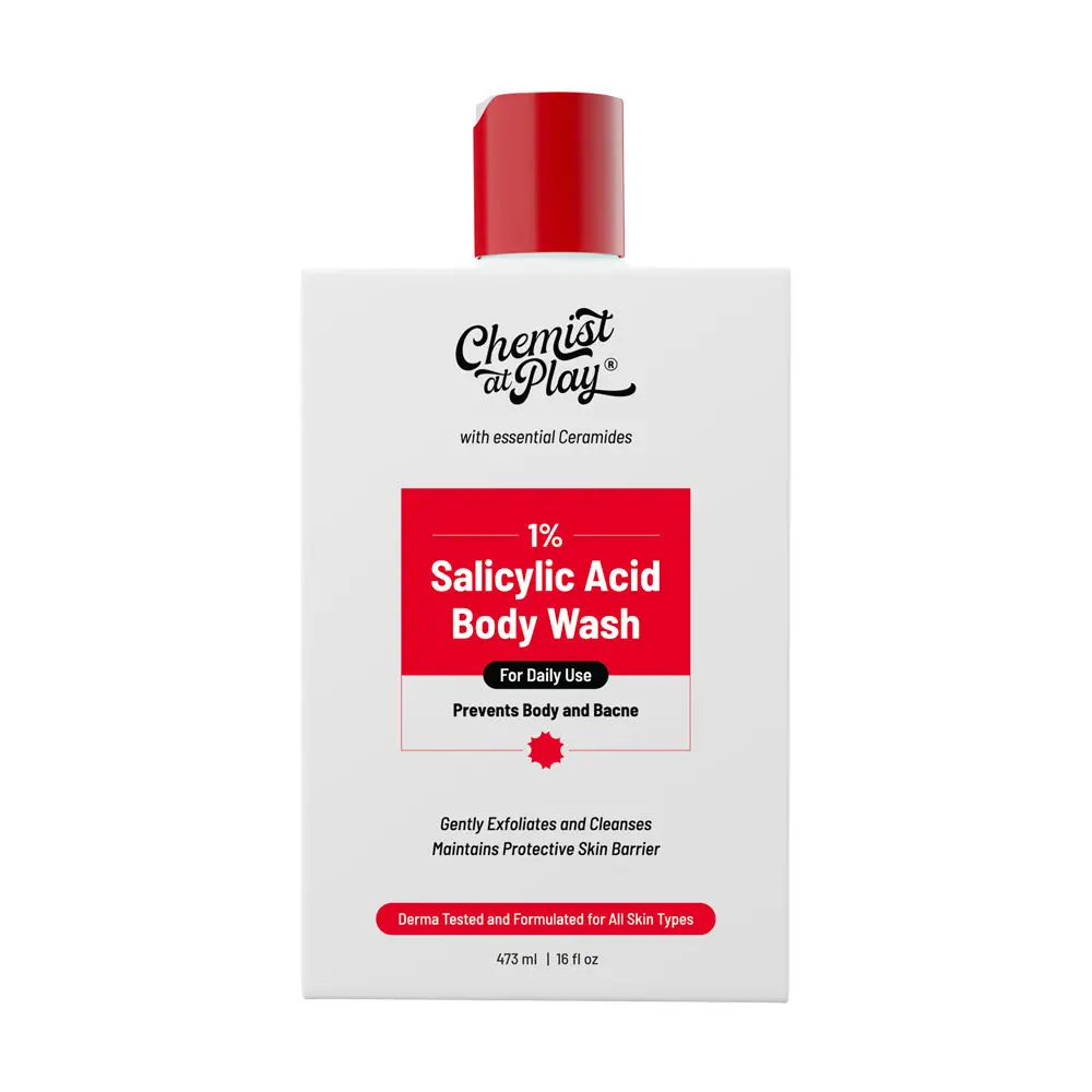 Chemist at Play Acne Control Body Wash with Ceramides | 1% Salicylic Acid | For back acne (Bacne), Gently Exfoliates and Cleanses Maintains Protective Skin barrier | 473 ml