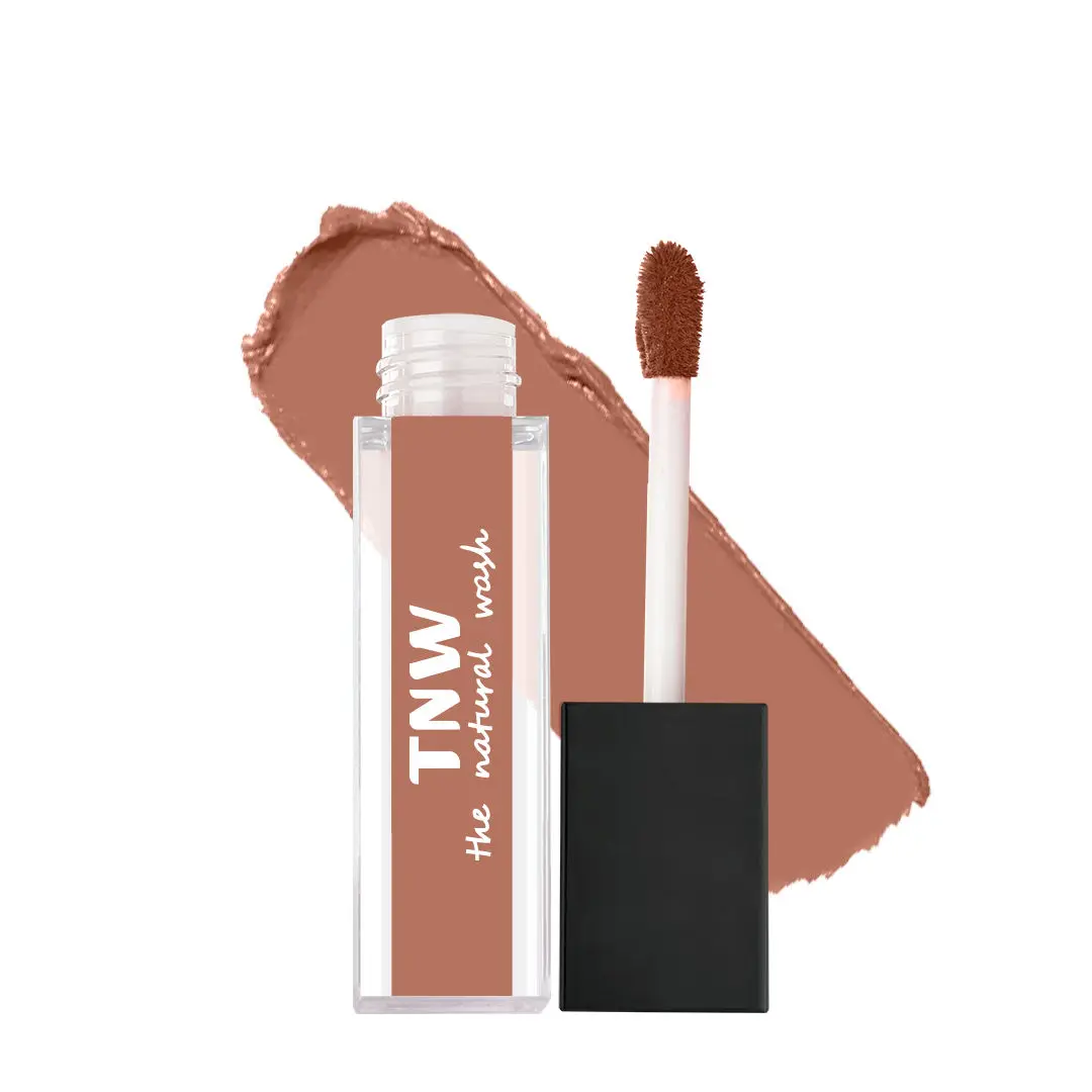 TNW -The Natural Wash Matte Velvet Longstay Liquid Lipstick Mini with Macadamia Oil and Argan Oil - 06 | Transferproof | Pigmented | Nutty Nude | Nude Brown