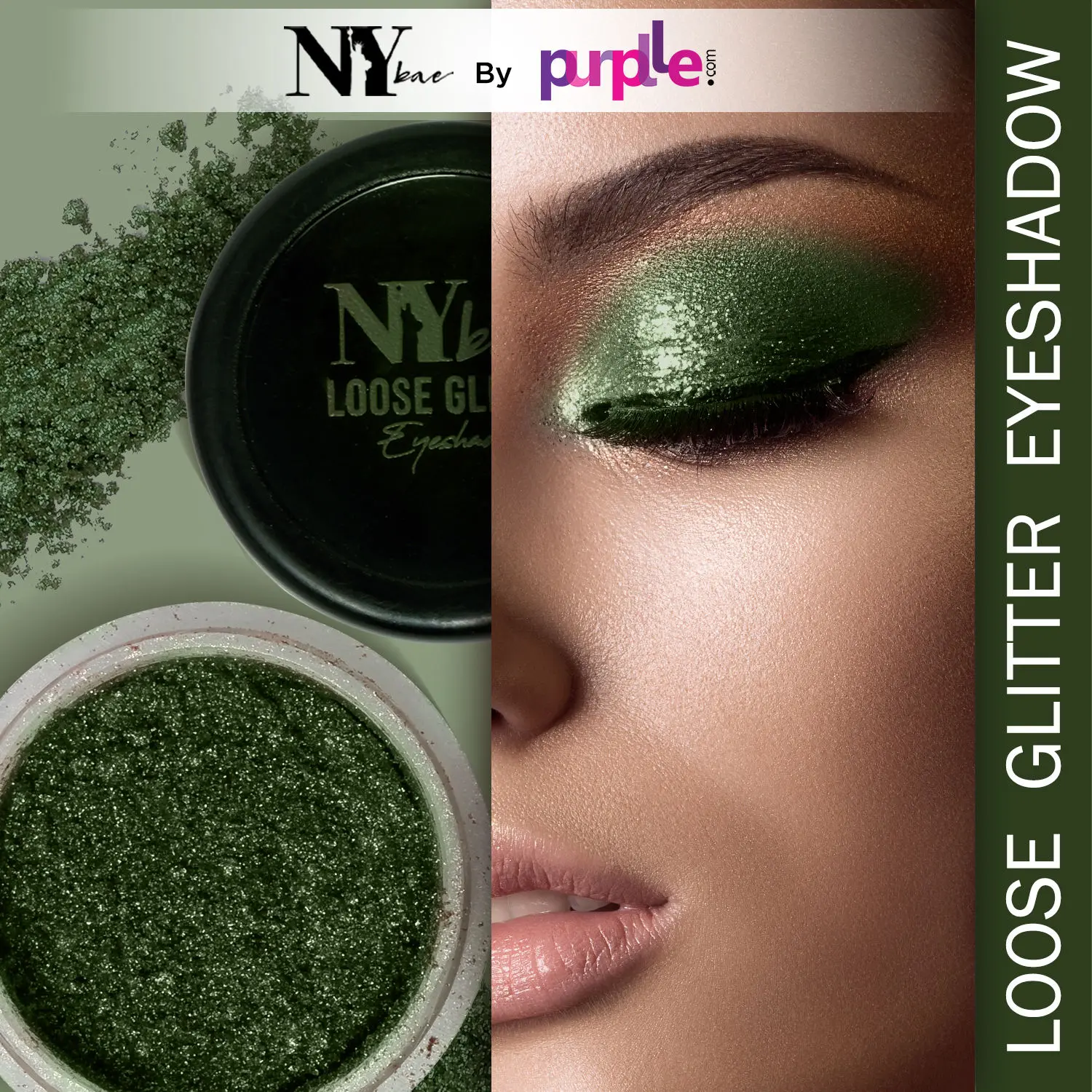 NY Bae Loose Glitter Eyeshadow - Light Green 07 (2 g) | Loaded With Oils & Fruit Extract | Rich Colour | Long lasting | Easy To Use | Cruelty Free