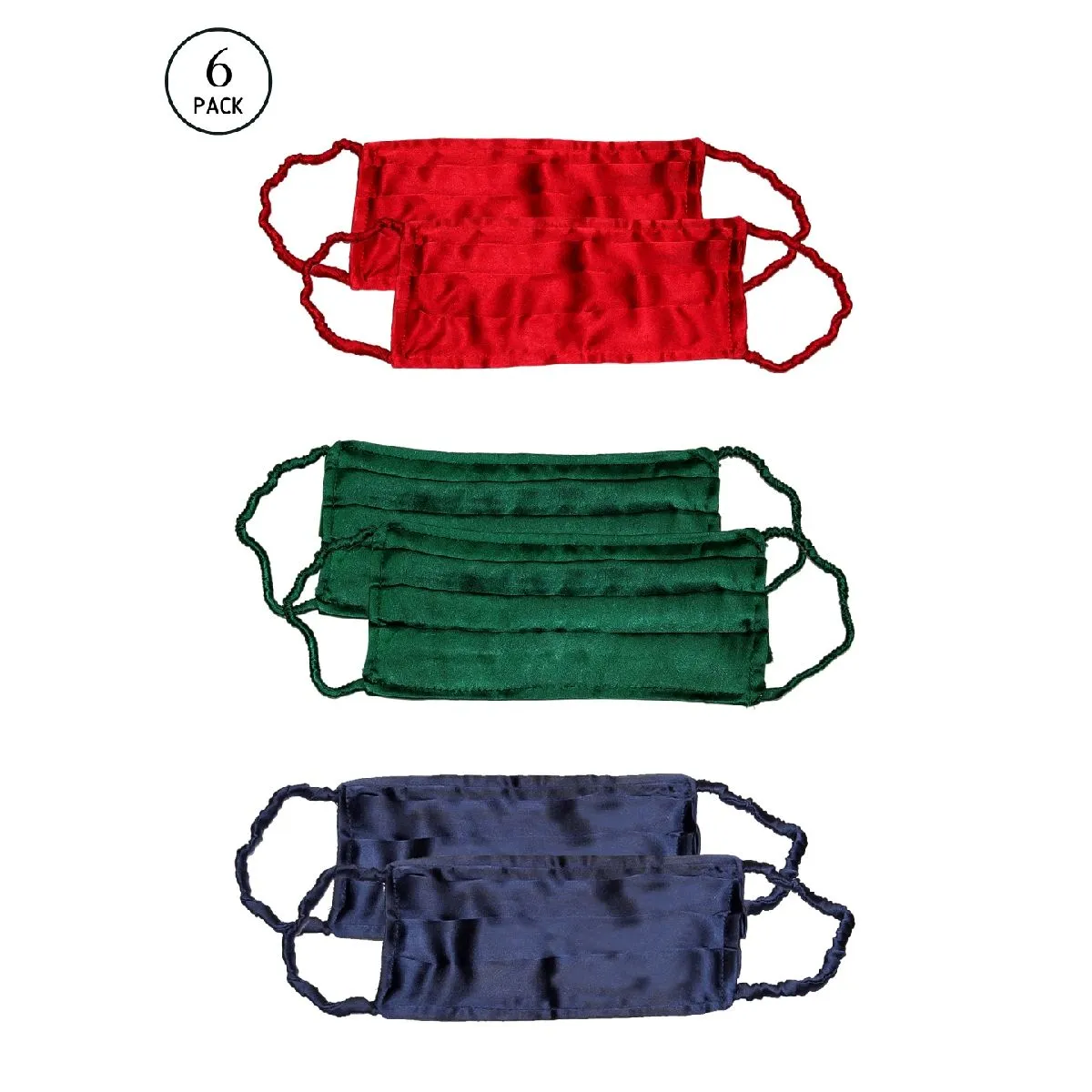 Bellofox Ruby, Emerald And Sapphire Sheen 3-layer 3-ply Satin Cotton Face Mask (pack Of 6)