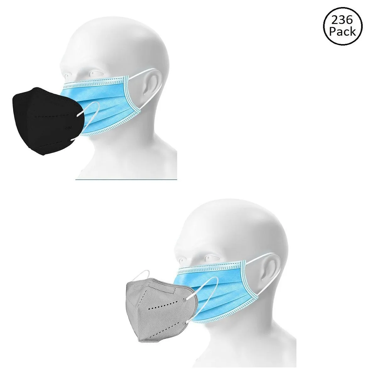 OOMPH Double Mask Set of 200 Disposable & 36 Kn95/N95 Mask