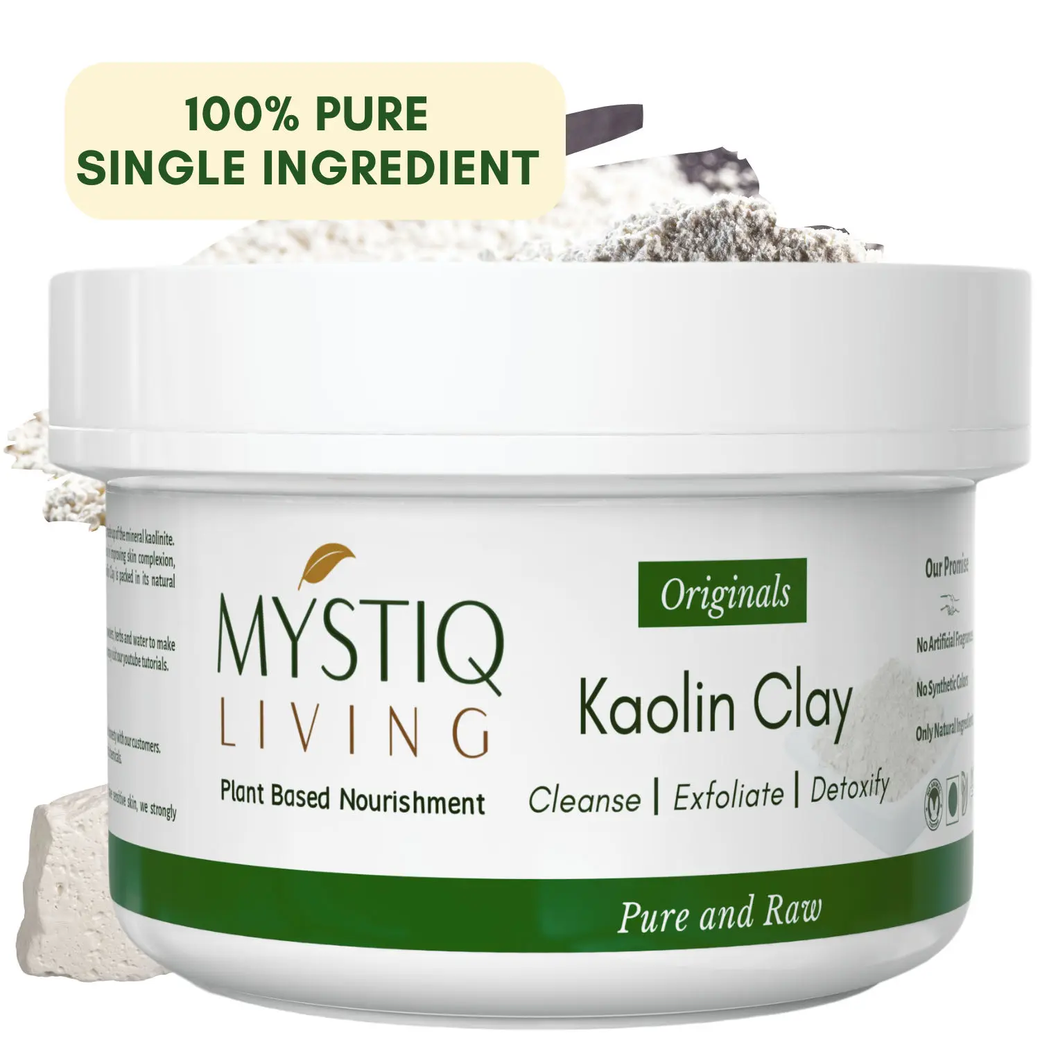 Mystiq Living Kaolin Clay Powder -175 Gm Chinni Mitti Pure Organic Natural Glow Face Mask, Face Pack, Facial Care