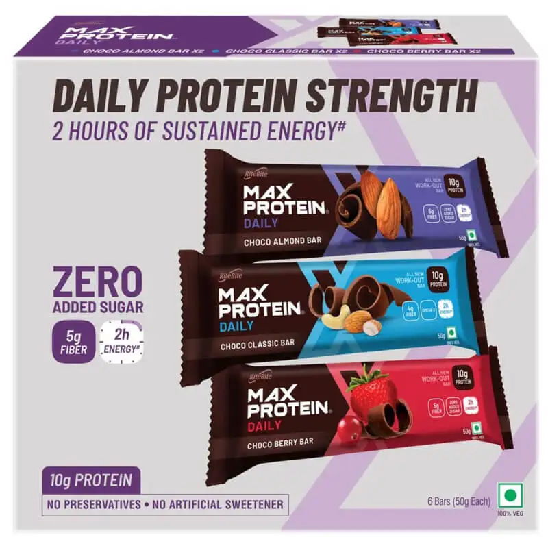 RiteBite Max Protein Daily Bar (10g Protein),  6 bar(s)  Assorted