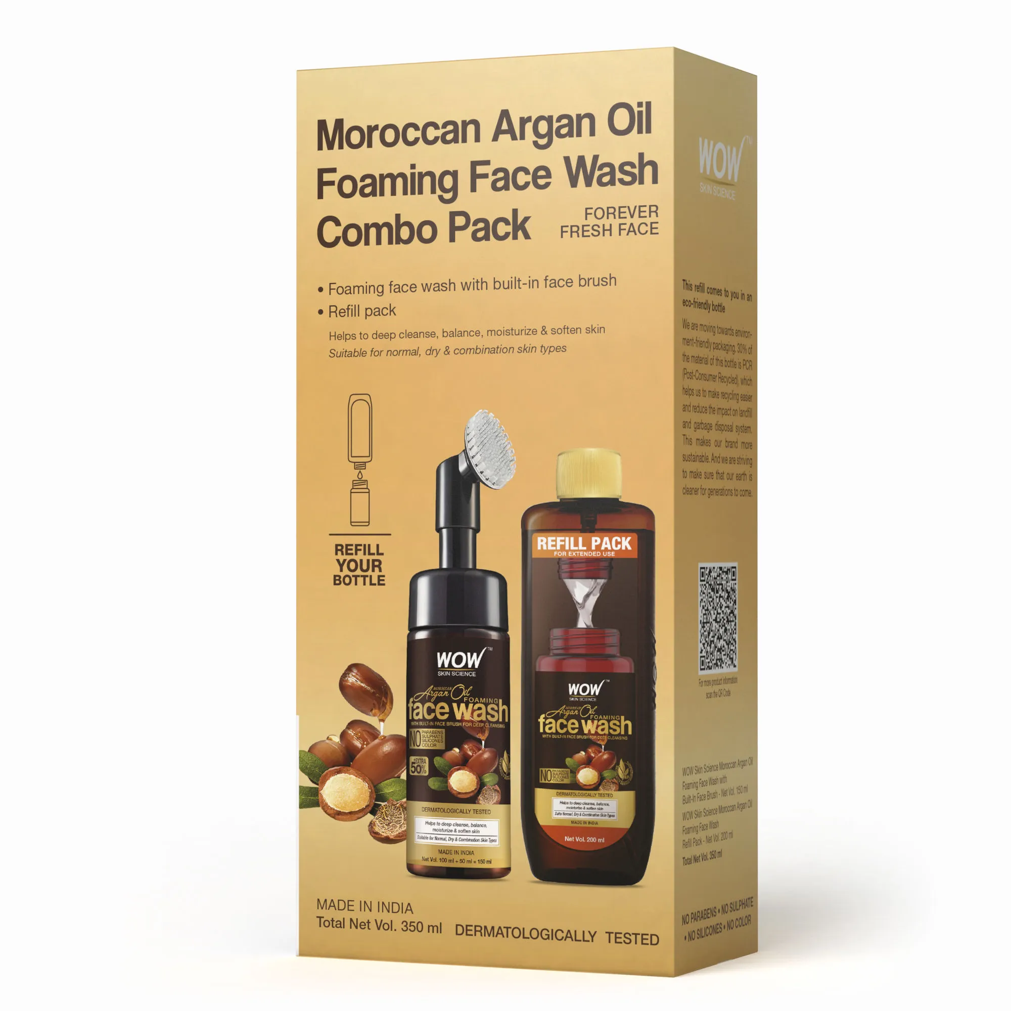 WOW Skin Science Moroccan Argan Oil Foaming Face Wash Combo Pack