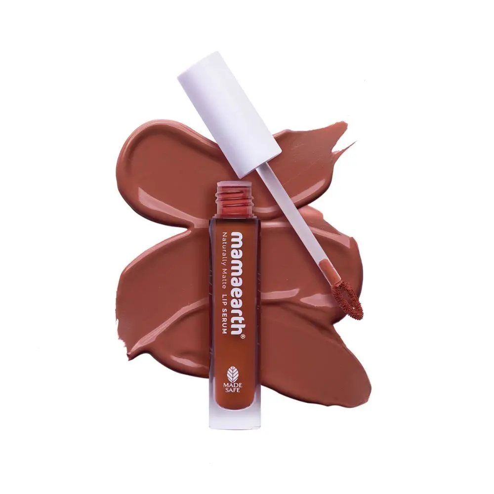 Mamaearth Naturally Matte Lip Serum - Matte Liquid Lipstick with Vitamin C & E For Upto 12 Hour Long Stay - Caramel Nude - (3 ml)