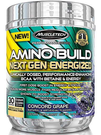 Amino Build Energized Next Gen, By MuscleTech, Concord Grape, 30 Servings