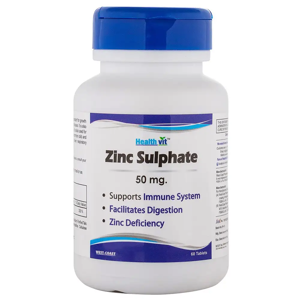 Healthvit Zinc Sulphate 50mg,  60 tablet(s)