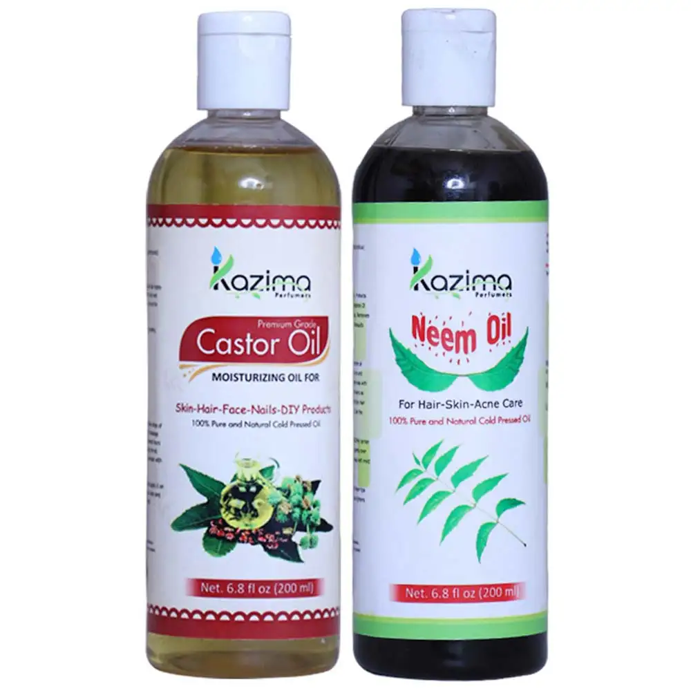 Kazima Neem & Castor Oil (Each 200ml) Combo,  2 Piece(s)/Pack  All Type Hair & Skin