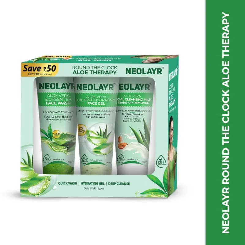 Neolayr Round The Clock Aloe Therapy 3 Step Skin Care Regime