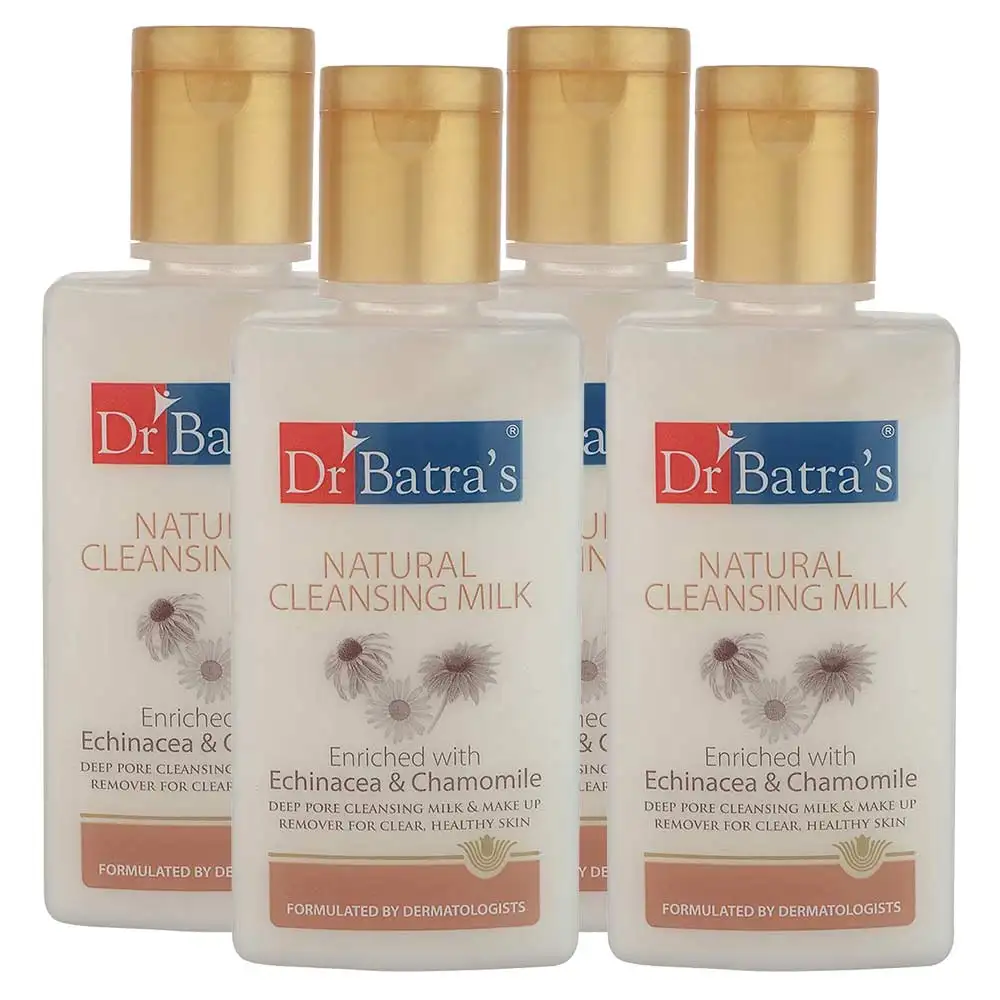 Dr Batra's Natural Cleansing Milk,  100 ml  Enriched with Echinacea & Chamomile (Pack of 4)