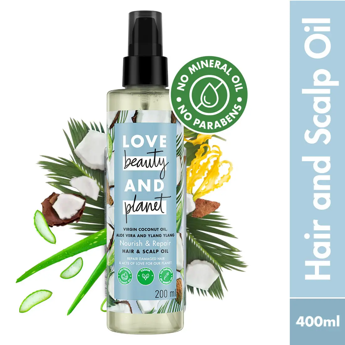 Love Beauty & Planet Virgin Coconut Oil, Aloe Vera & Ylang Ylang Hair & Scalp Oil, 200ml