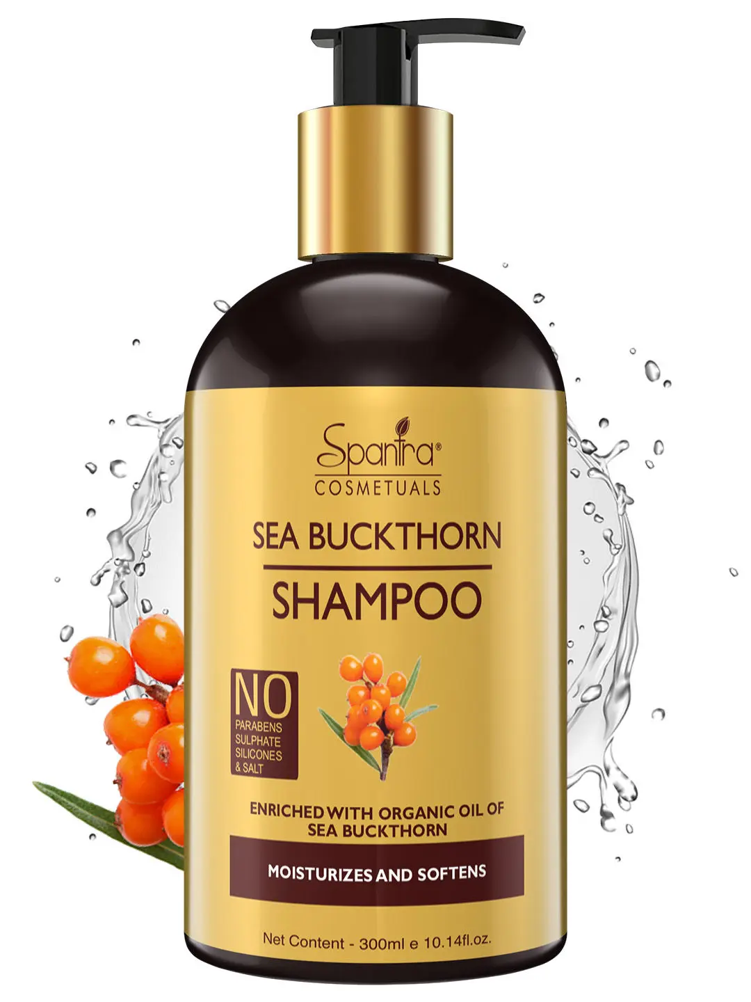 Spantra Sea buckthorn Shampoo Enriched with organic oil of sea buckthorn, Moisturizes and Softens, 300ml