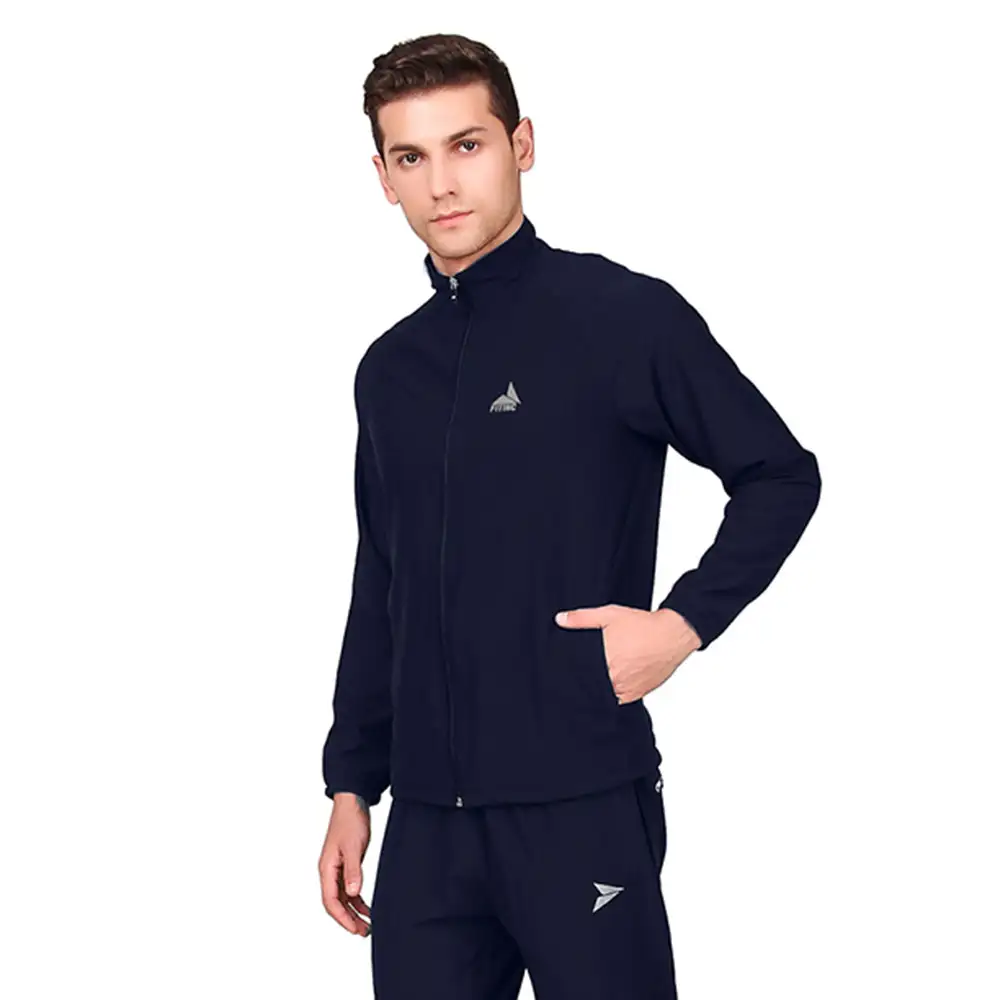 Fitinc Men's Polycotton Regular Fit Track Suit with Two Zipper Pockets,  Navy Blue  XL