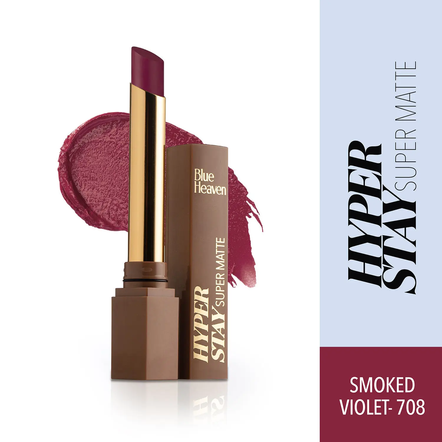 Blue Heaven Hyperstay Super Matte Lipstick, Smoked Violet, 708 (2.2 g)