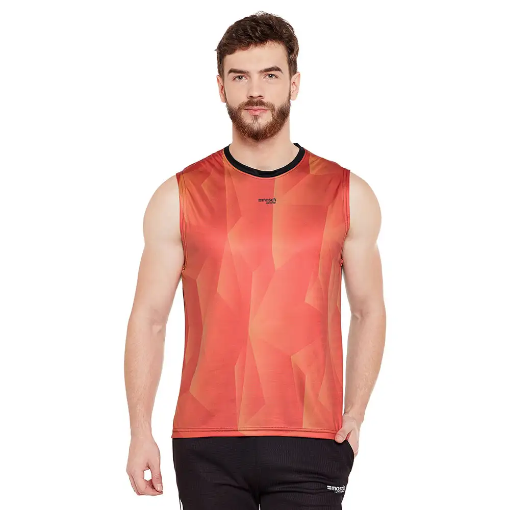 Masch Sports Mens Regular Fit Polyester Active T Shirt (MSTS1017 SLP OTS),  Orange and Black  XL