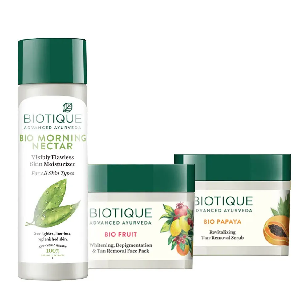 Biotique Bio Skin Brightening Tan Removal Combo Scrub Pack&Moisturizer