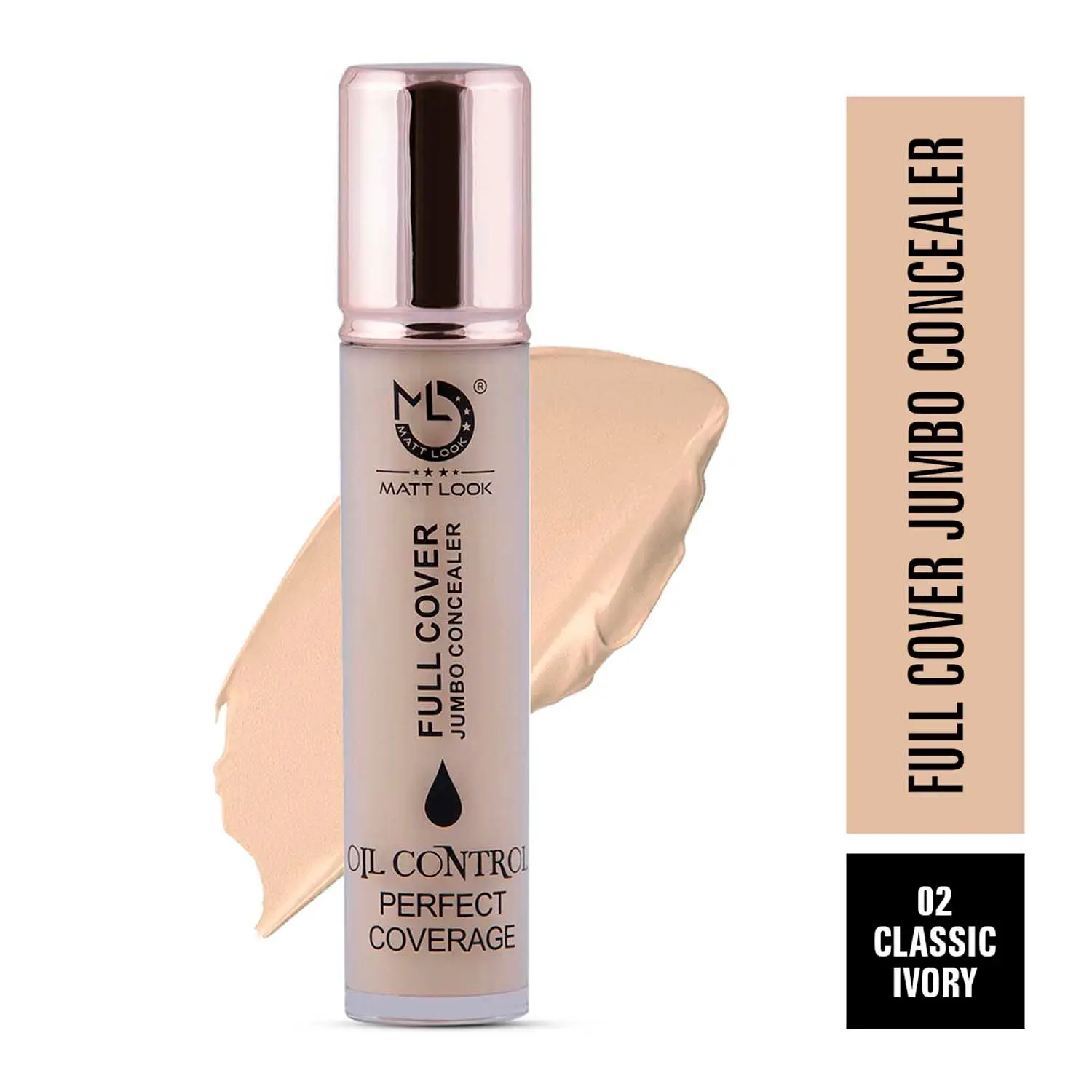 Matt look Full Cover Jumbo Concealer Oil Control Perfect Coverage, Face Makeup, Classic Ivory (11ml)