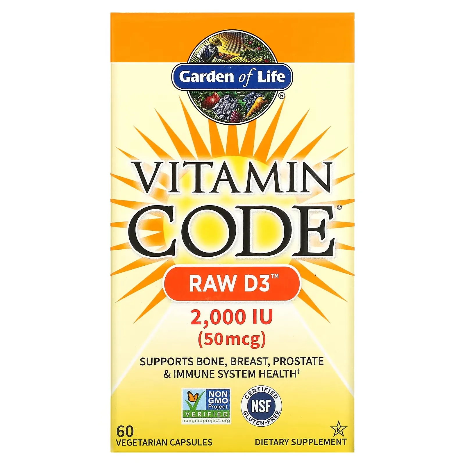 Vitamin Code, RAW D3, 50 mcg (2,000 IU), 60 Vegetarian Capsules